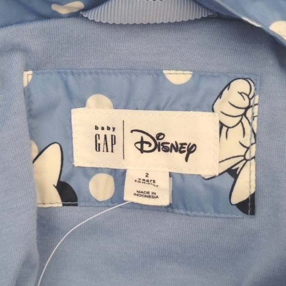 NWOT Baby GAP Minni Mouse Hooded Windbreaker Jacket Blue Polka Dot 2T - Picture 4 of 4